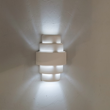 Luxury Lighting Fasciato 15.5in. High Ceramic Outdoor Wall Light, Paintable White Bisque 122-00 W u/d-7